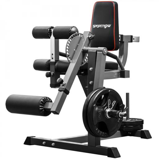 Máquina de Extensión y Curl de Piernas Ajustable con Carga de Placas para Entrenamiento de Cadera Muslos en Gimnasio [8]
