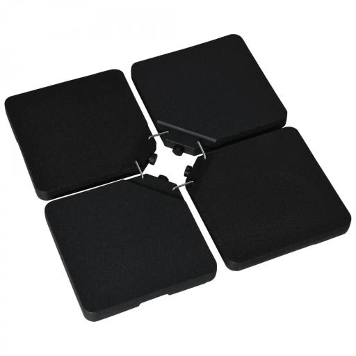 Conjunto de 4 Pesos Rellenables para Base de Sombrilla Cruzada con 15 Litros de Agua o 17,5 kg de Arena Negro [9]