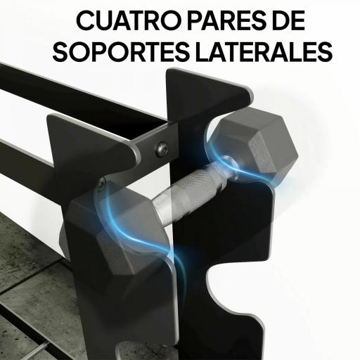 Soporte para Mancuernas de 4 Niveles Estante de Pesas de Acero Resistente para Gimnasio Casa Carga 200 kg 70x21x55 cm [3]