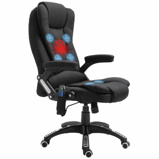 Silla de Masaje con 6 Puntos de Masaje con Función de Calefacción Altura Ajustable y Ruedas 68x72x110-120 cm Negro [9]