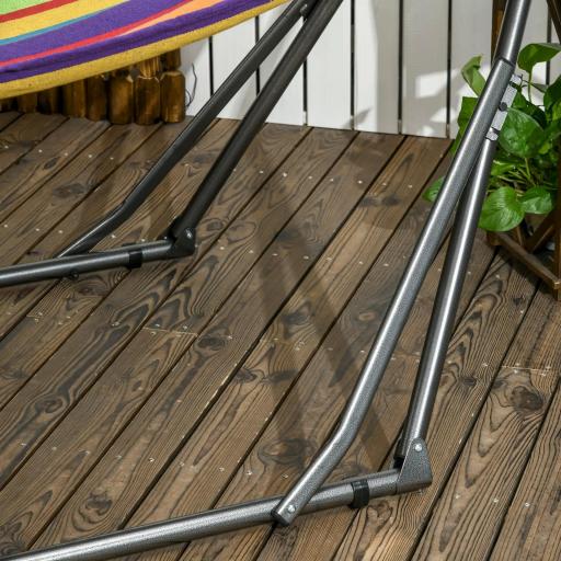 Hamaca con Soporte Plegable 2 en 1 Tendedero con Barra Estructura de Acero para Jardín 270x100x94 cm Multicolor [7]