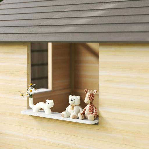 Casita Infantil de Juegos Exterior para Niños de 3 -7 Años con Ventanas 2 Jardineras y 1 Banco 113x94x134,5 cm Natural [7]