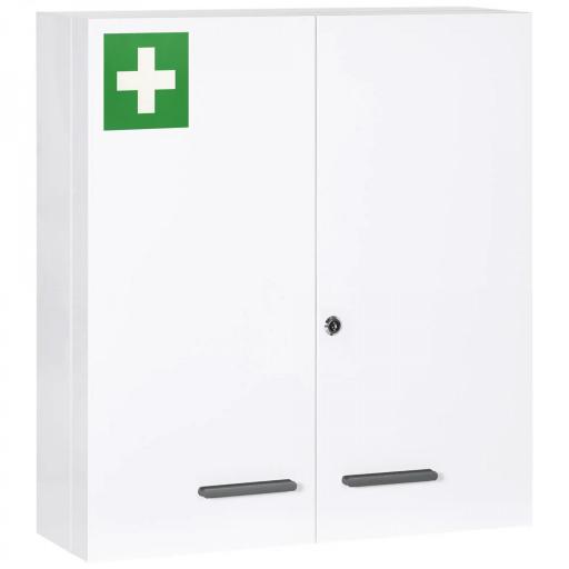Botiquín para Medicinas de 3 Niveles Armario de Botiquín con Cerradura y 2 Llaves para Cocina Baño 55x18x60 cm Blanco [7]