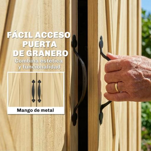 Caseta de Jardín de Madera 93x53x168 cm Armario para Herramientas con 4 Estantes 3 Puertas y Ganchos Madera Natural [7]