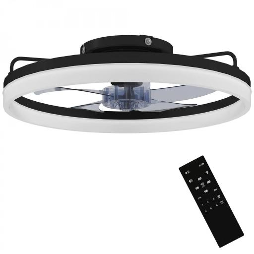 Ventilador de Techo con Luz LED 40 W Motor DC Reversible Mando a Distancia 6 Velocidades 3 Colores Temporizador Negro [5]