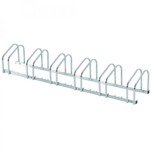 Aparcamiento para 6 Bicicletas Soporte de Acero para Aparcar Bicicletas en el Suelo o Pared 179x33x27 cm Plata [9]