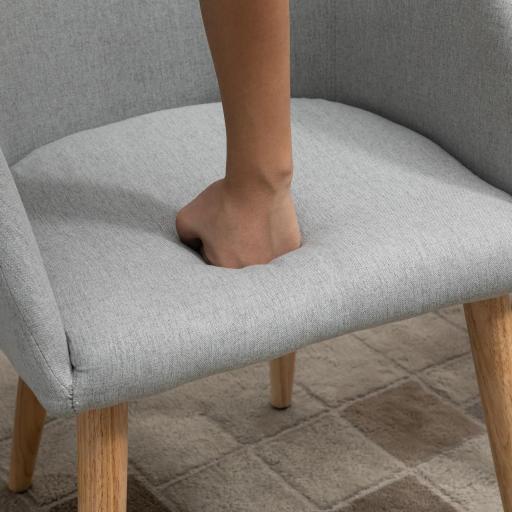 Silla de Comedor Tapizada en Lino Sintético Transpirable con Asiento Acolchado y Patas de Madera Silla de Ocio Moderna para Salón Dormitorio 55x58x74 cm Gris [5]