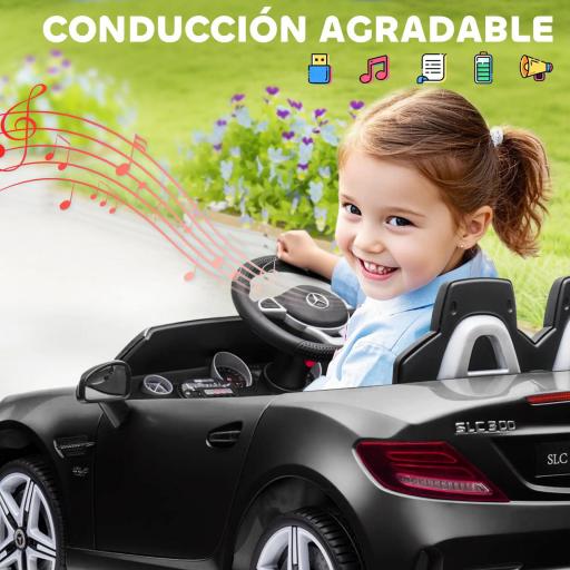Coche Eléctrico para Niños de +3 Años Mercedes SLC 300 con Batería 12V Mando a Distancia Faros LED Bocina Música Negro [5]