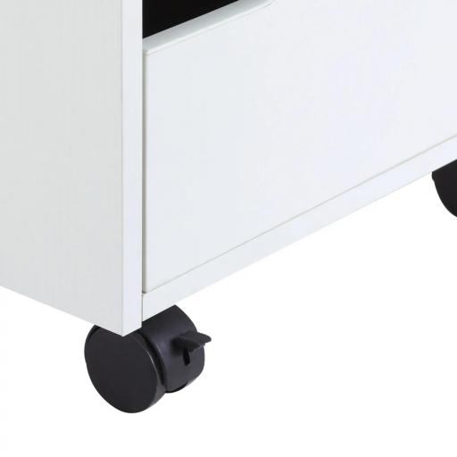 Cajonera de Oficina con Ruedas Mueble Archivador con 3 Cajones Cajonera para Escritorio Estudio 40x50x57,5 cm Blanco [5]