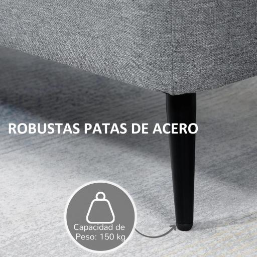 Banco de Almacenamiento con Tapa Abatible y Patas de Acero para Dormitorio Salón Entrada 101x38,5x44,5 cm Gris [5]