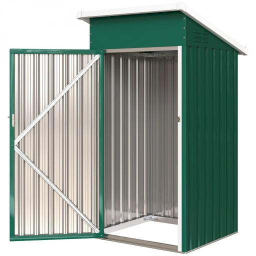 Caseta de Jardín Exterior Metálico 0,74 m² 107,5x91x185 cm con Techo Inclinado Puerta con Cerradura Ventilaciones Verde [8]