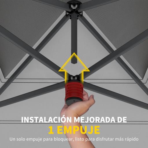 Carpa Plegable Pop-up 4x4 m con Bloqueo Central UPF50+ Altura Ajustable Bolsas de Arena y Bolsa con Ruedas Beige y Café [7]
