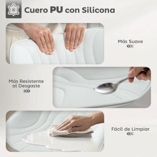 Juego de 2 Taburetes de Bar con Altura Ajustable Respaldo Asiento de Piel Sintética Marco de Acero y Reposapiés Blanco [5]