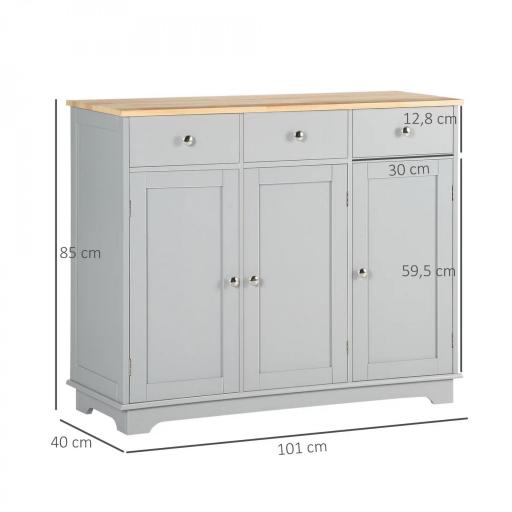 Aparador de Cocina Mueble Auxiliar de Almacenaje para Comedor Salón Estilo Moderno Antivuelco 101x40x85 cm Gris [1]