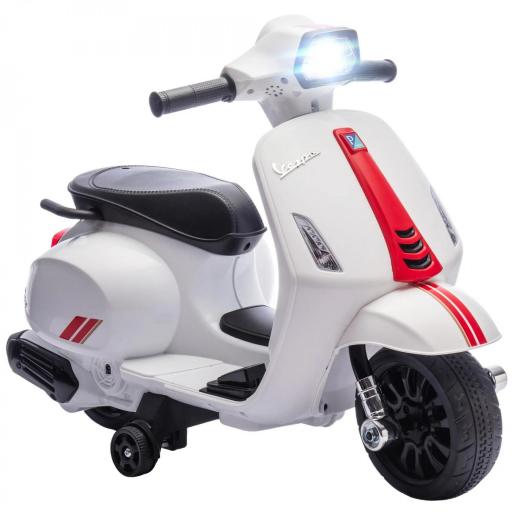 Moto Eléctrica para Niños de 2-6 Años con Batería 6V Faro Bocina y Ruedas Auxiliares Blanco [10]