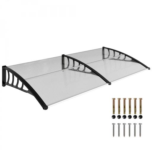 Tejadillo de Protección 200x96x27 cm Marquesina Exterior para Puertas y Ventanas contra Sol y Lluvia Transparente [9]