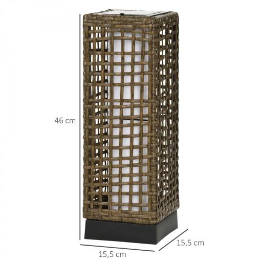 Lámpara Solar de Ratán Sintético con Luces LED Encendido/Apagado Automático para Exterior 15,5x15,5x46 cm Arena [1]