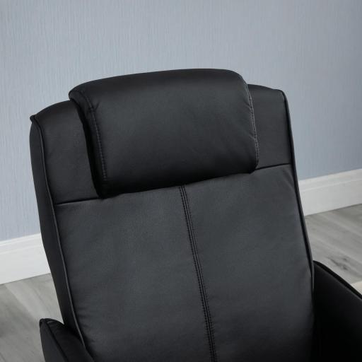 Sillón Reclinable con Reposapiés con Tapizado en PU y Estructura de Acero Carga 120 kg Negro [2]
