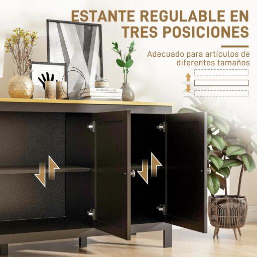 Aparador de 3 Puertas Aparador de Salón con Estantes Ajustables para Cocina Entrada Comedor Negro 120x40x70 cm [9]