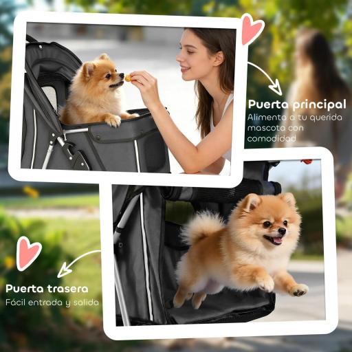 Carrito para Perros Pequeños con Cesta de Almacenaje Ventanas de Malla y Cinturón de Seguridad 77x44x102 cm Gris Oscuro [6]