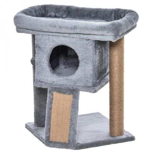 Árbol Rascador para Gatos Pequeños de 57 cm con Poste de Yute Rampa para Rascar Cama y Bola Colgante 40x40x57 cm Gris [8]