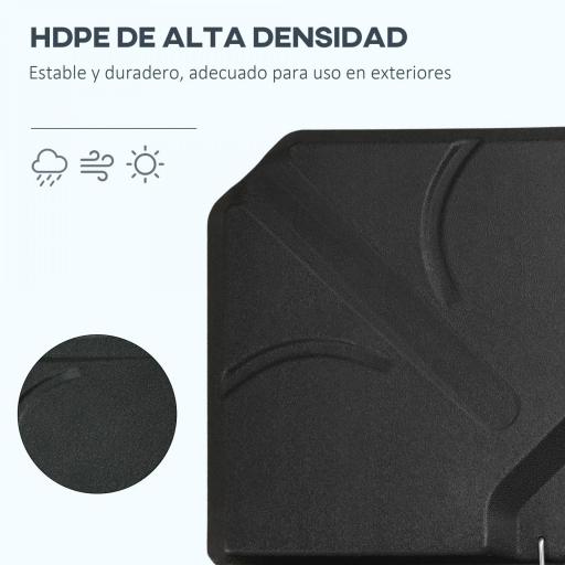 Base para Sombrilla de 4 Piezas Rellenable con Arena 72 kg o Agua 56 kg para Jardín Patio Terraza Negro [2]