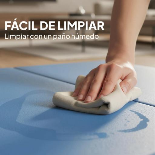 Colchoneta Gimnasia Plegable de Grosor 5 cm con Asas de Transporte para Yoga Aeróbic 240x120x5 cm Azul Claro [1]
