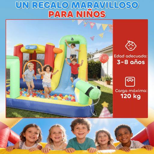 Castillo Hinchable Acuático con Soplador 550W 9 en 1 con Tobogán Trampolín Escalada 2 Piscinas Canasta Columna de Boxeo [2]