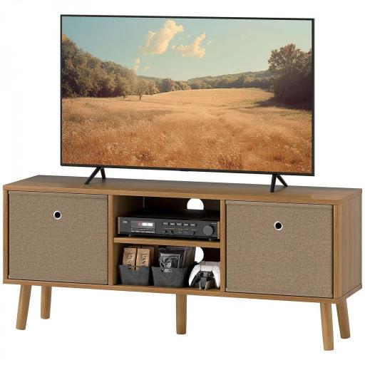 Mueble de TV para Televisores de hasta 50 Pulgadas con 2 Cajones de Tela y Estantes Abiertos Madera y Marrón [8]