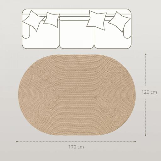 Alfombra Salón 170x120 cm Lavable en Lavadora Tejido a Mano Estilo Rústico Tapete para Sala de Estar Dormitorio Beige [1]