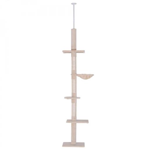 Árbol para Gatos de Suelo a Techo de 230-260 cm con Altura Ajustable Plataformas Hamaca y Postes de Sisal Beige [8]