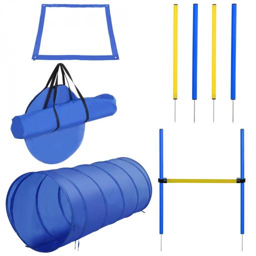 Set de Entrenamiento de Agilidad para Perros Obstáculos de Salto con Altura Ajustable Túnel para Perros Azul y Amarillo [3]