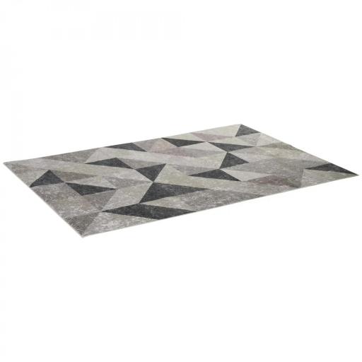 Alfombra de Salón Moderna de Terciopelo 230x160 cm Alfombra Geométrica para Dormitorio Oficina Gris [6]