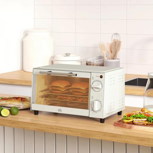 Mini Horno Eléctrico 9L Horno Eléctrico Sobremesa 750W con Temperatura Ajustable Temporizador 35x24,6x20 cm Blanco Crema [9]