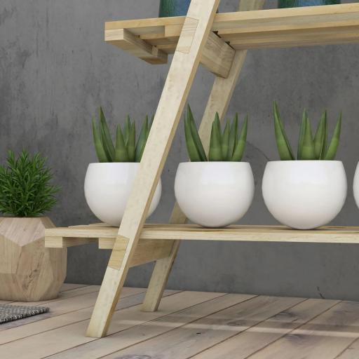 Soporte para Plantas Plegable de Madera Estantería para Macetas de 3 Niveles con Marco en A 100x36x112 cm Natural [6]