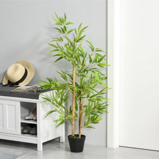 Planta Artificial de Bambú 120 cm Árbol Artificial en Maceta Decorativa para Interior Hogar Ø15,5x120 cm Verde