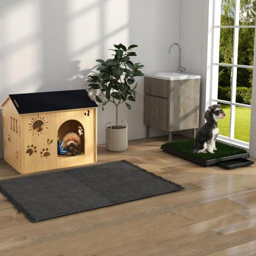 Inodoro para Perros con Césped Artificial y Bandeja Extraíble Orinal para Entrenamiento de Cachorros 51x63x6 cm Verde [7]