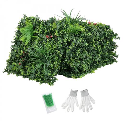 Set de 6 Setos Artificiales Ocultación Jardín 50x50 cm Tipo Milán Fácil Montaje Anti-UV para Terraza Balcón Verde [9]