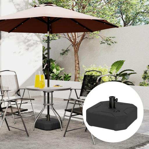 Base para Sombrilla Cuadrada Soporte de Parasol de Postes Ø38 mm Ø48 mm Rellenable de Arena 25 kg o Agua 20 kg Negro [3]