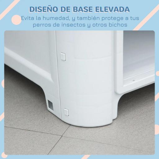 Caseta para Perros Mini para Uso Interior y Exterior con respiraderos Estilo Cabaña Resistente 59x75x66 cm Azul y Gris [5]