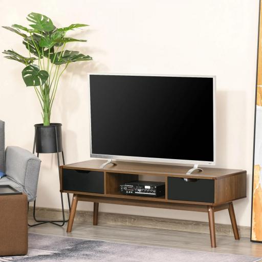 Mueble de TV Mesa de Salón para Televisión de 50 Pulgadas con 2 Cajones y Compartimento Abierto Estilo Moderno 122x39x46 cm Marrón