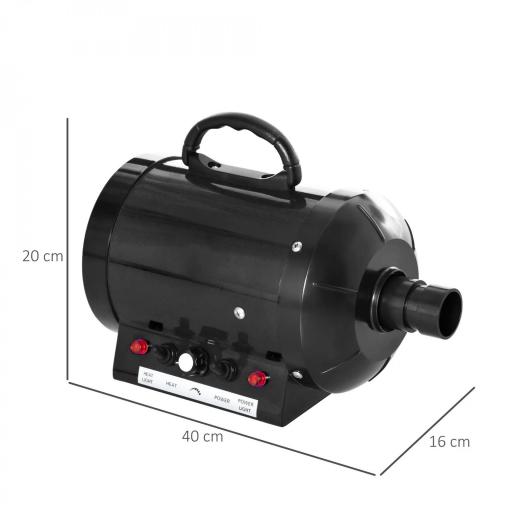 Secador de Pelo para Perros 2800W Secador para Mascotas con Temperatura y Velocidad del Viento Ajustable 3 Boquillas Tubo Flexible 2,1 m y Asa Portátil 40x16x20 cm Negro [1]