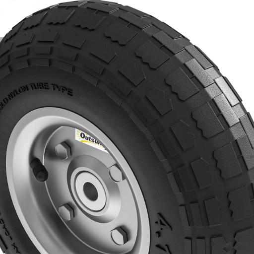 Juego de 4 Ruedas para Carretilla Neumáticos de Goma Ø255 x 75 mm Eje de 16 mm Carga 80 kg Negro [1]