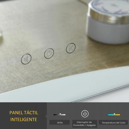 Espejo de Maquillaje Estilo Hollywood Espejo de Tocador Táctil con 12 Luces LED Ajustables 41,5x13,5x51 cm Blanco [6]