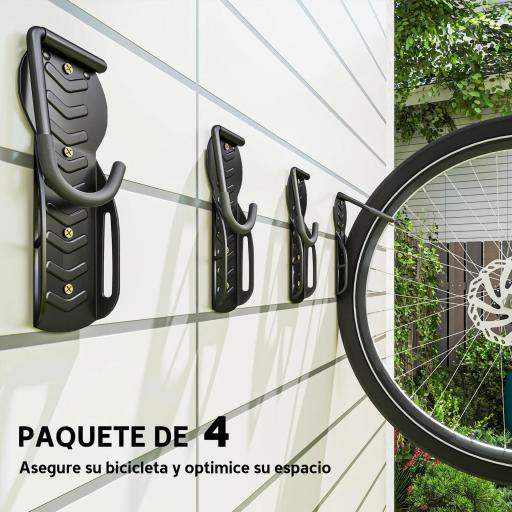 Soportes de Pared para Bicicletas de 4 Piezas Plegables hasta 30 kg con Tornillos para Casa Garaje y Sótano Negro [5]