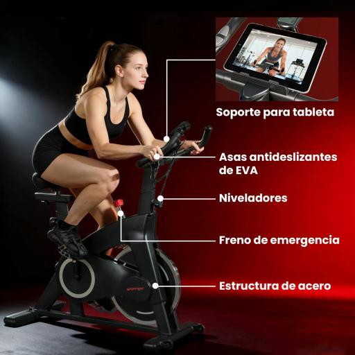 Bicicleta Estática de Interior con Volante de Inercia de 15 kg Monitor LED con Pulsómetro Manillar y Asiento Ajustables [3]