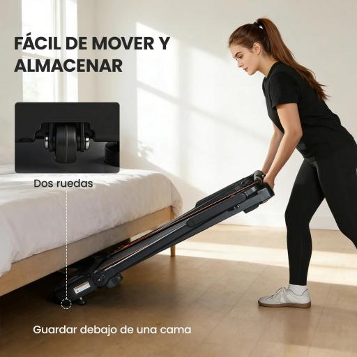Cinta de Correr Plegable con Escritorio Extraíble 2.5HP 1-12 KM/H Pantalla LED Manillar y Soporte para Móvil Negro [7]