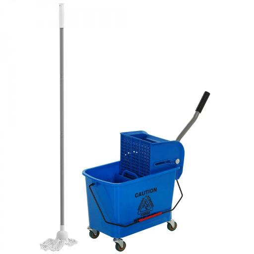 Cubo de Fregar con Escurridor Panel Separador y Ruedas Capacidad 20L para Limpieza Doméstica 45x26,5x70 cm Azul [9]