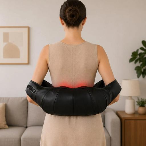 Masajeador Cervical y Espalda con Calor y 8 Nodos Shiatsu 3 Intensidades de Amasamiento 3D Negro [6]