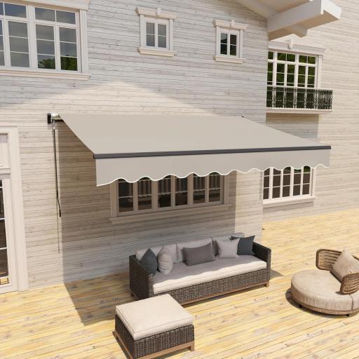 Toldo Retráctil de Aluminio para Ventanas y Puertas con Protección UV30+ y Inclinación Ajustable 360x220 cm Crema [2]